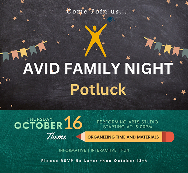  Invitation to AVID Family Night on October 16, 2025