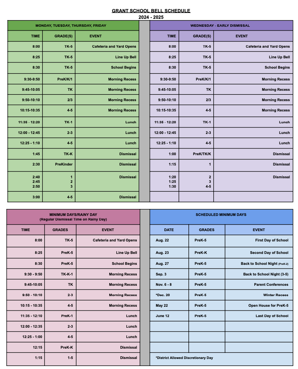 Bell Schedule