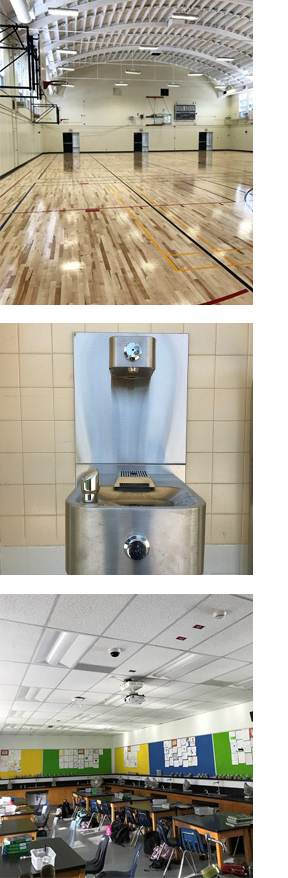 JAMS refurbished gym, bottle filling station and new alalrm bell system 