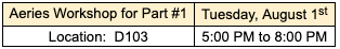 aeries workshop timetable