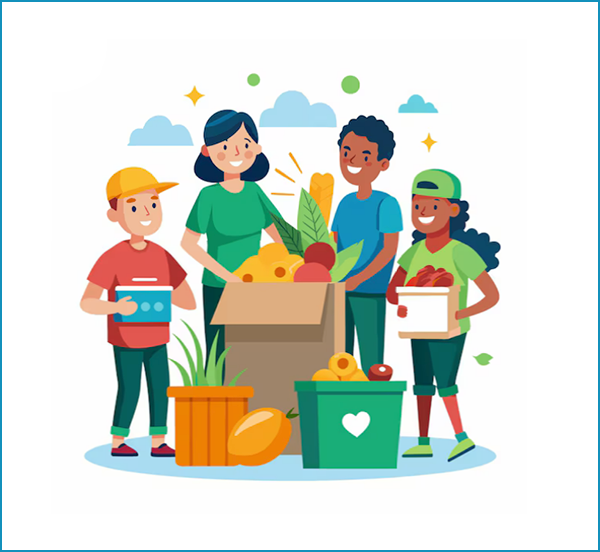  Kids donating food for a food drive